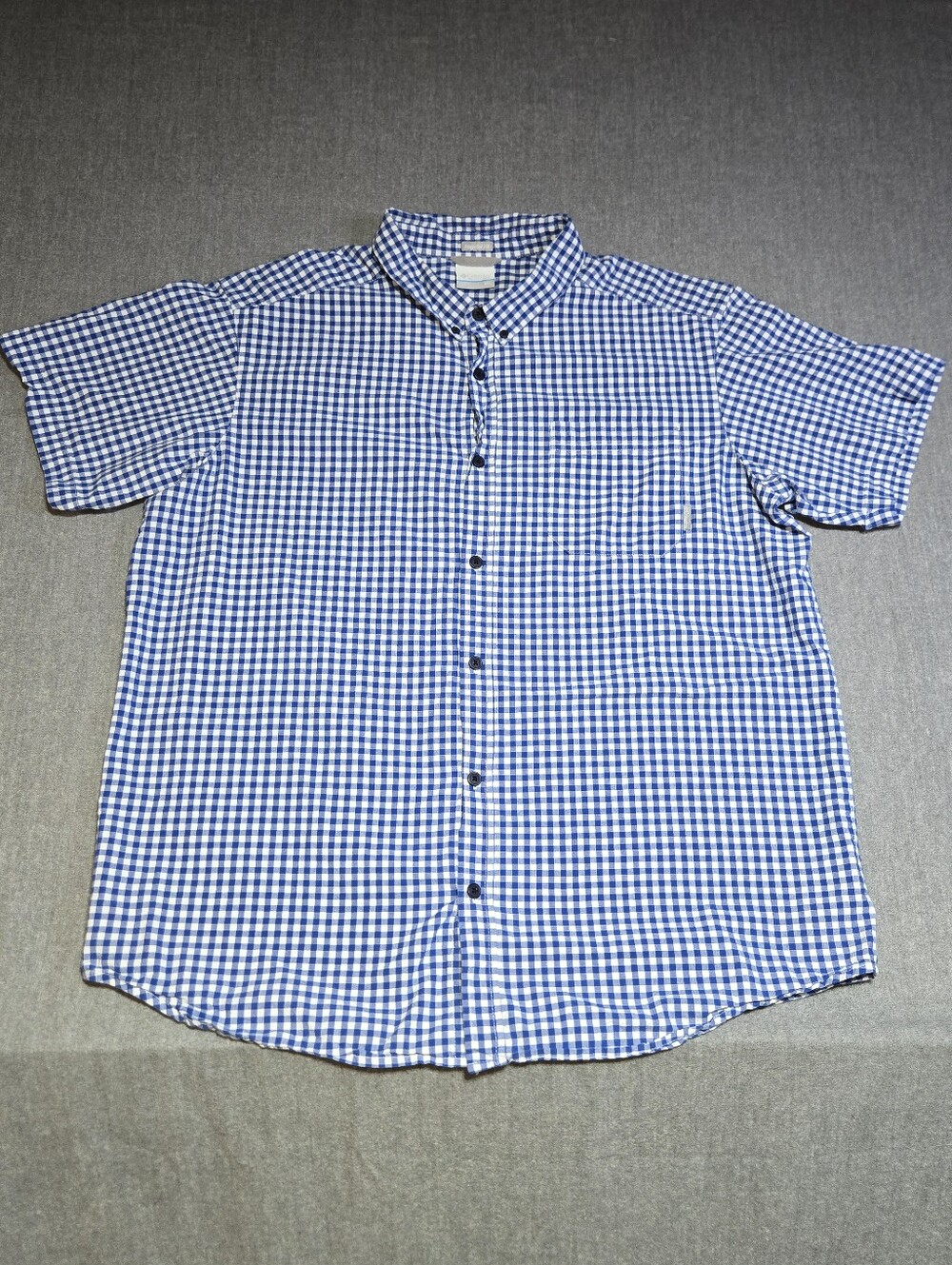 ​Columbia Sportswear Short Sleeve Gingham Button Down Shirt - Blue/White - XXL